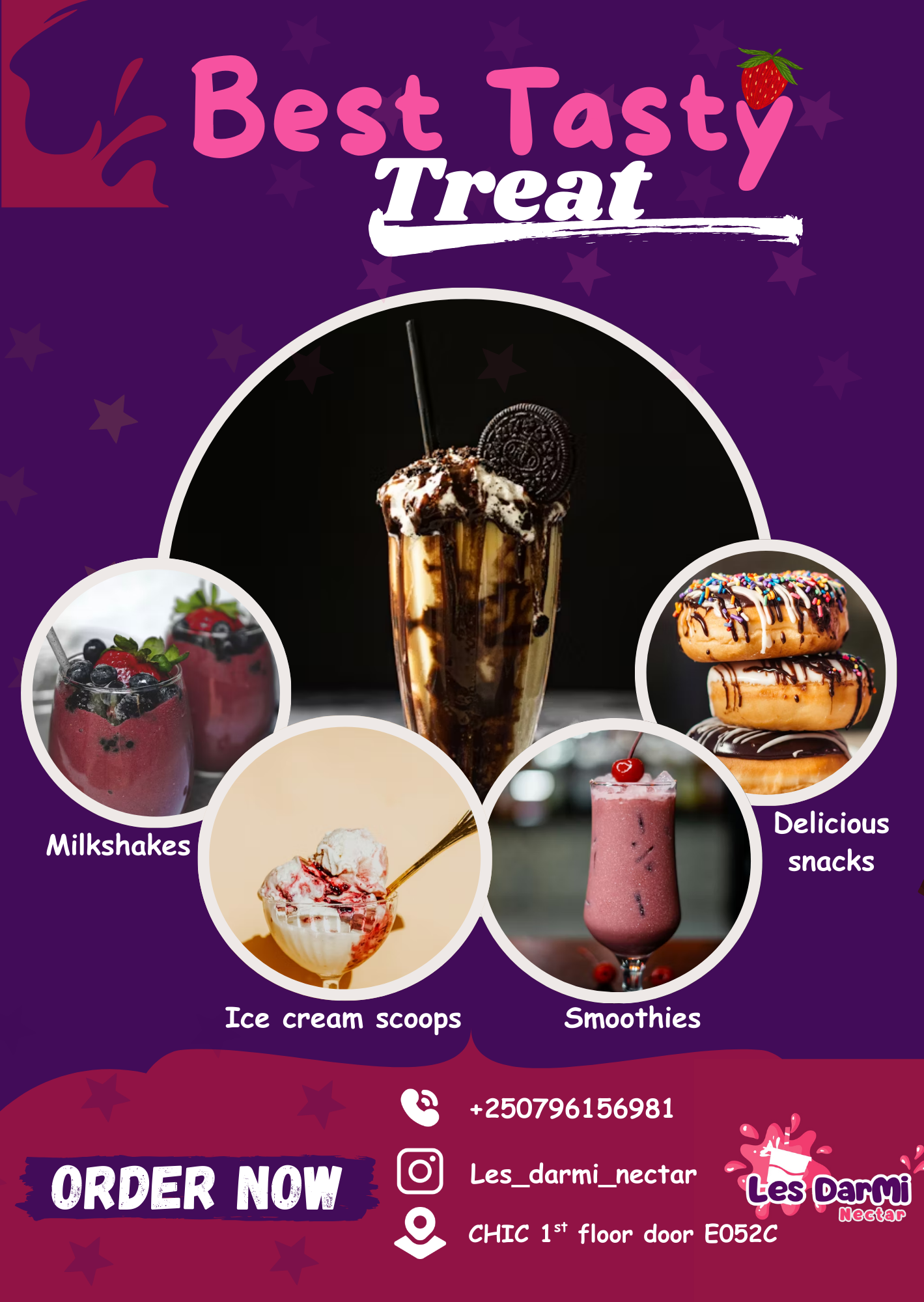 Les DarMi Flyer — smoothie and snacks shop promotional flyer